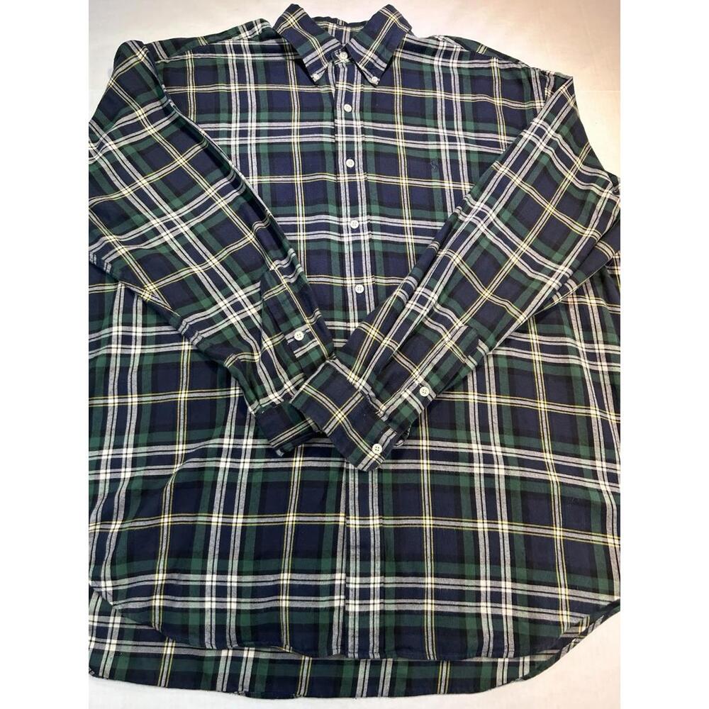 Ralph Lauren Blake Shirt Men XL Green Plaid Button Down Preppy Vtg Bleach Stains